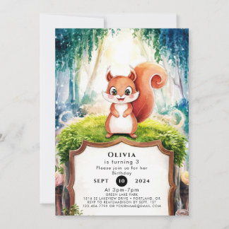 Kind Einfaches Eichhörnchen Geburtstag Einladung