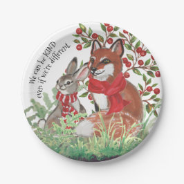Kind Fox Bunny Rabbit Berry Weihnachten Weihnachte Pappteller