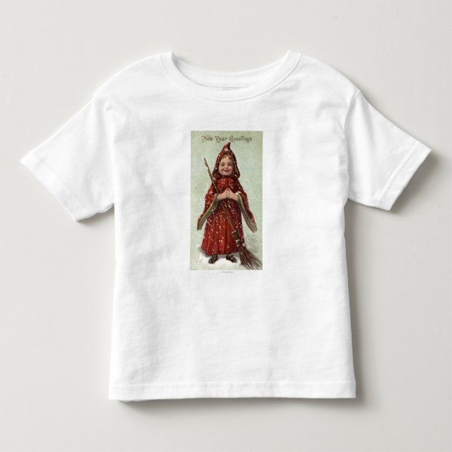 Kind gekleidet im roten Mantel Kleinkind T-shirt (Vorderseite)