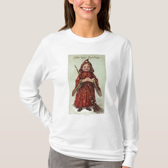 Kind gekleidet im roten Mantel T-Shirt (Vorderseite)
