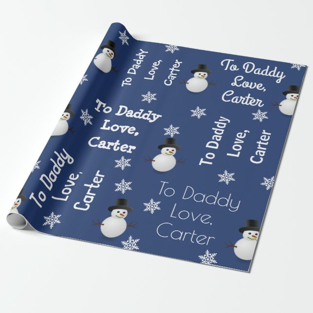 Kind Geschenke Personalisierte Weihnachten Blau Geschenkpapier (Ungerollt)