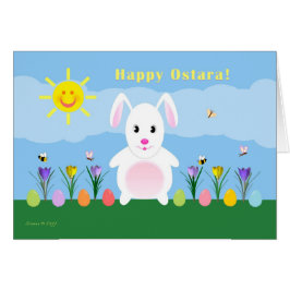 Kind - glückliches Ostara - Häschen im Garten