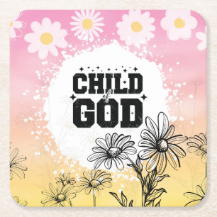 Kind Gottes Daisy-Gradienten-Blumen-Christlich Rechteckiger Pappuntersetzer