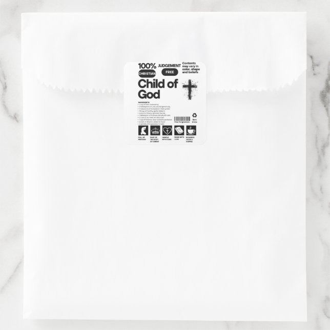 Kind Gottes Quadratischer Aufkleber (Tasche)