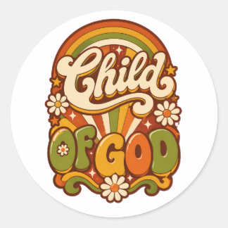 Kind Gottes Retro &0er Jahre Groovy Glaubensaufkle Runder Aufkleber