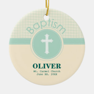 Kind Gottes Taufe, geschlechtsneutrales Grün Keramik Ornament