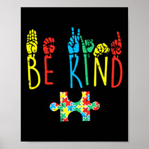 Kind-Hand-Zeichen-Autismus Sensibilisierung für Ma Poster