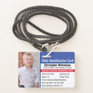 Kind-ID-Identifikation Notfallallergie-Foto Ausweis