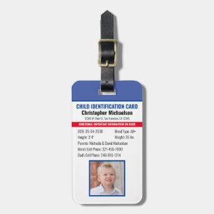 Kind-ID-Identifikation Notfallallergie-Foto Gepäckanhänger