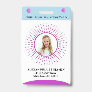 Kind-Identifizierungskarte Boy Girl Foto Custom Ausweis