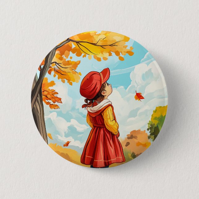 Kind im Herbst Button (Vorderseite)