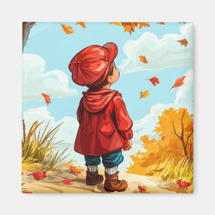 Kind im Herbst Magnet