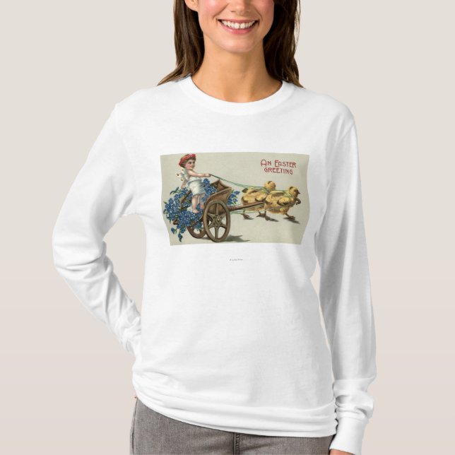 Kind im Toga auf dem Chariot gezogen durch Küken T-Shirt (Vorderseite)