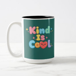 "Kind is Cool" Pastell-Retro-Typografie Keramikbec Zweifarbige Tasse