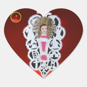 Kind Jesus, antikes Weihnachtsbuch Carving Ruby Herz-Aufkleber