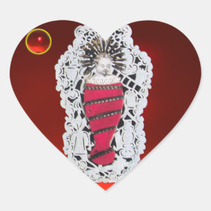 Kind Jesus, antikes Weihnachtspapier Carvingruby Herz-Aufkleber