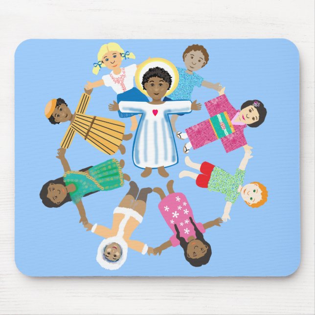 Kind Jesus mit Kindern aller Nationen Mousepad (Vorne)