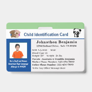 Kind Jungen Mädchen ID Ausweis Personalisieren