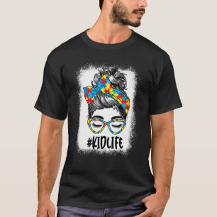 Kind Leben Unordentlicher Dutt Haar Autismus-Bewus T-Shirt
