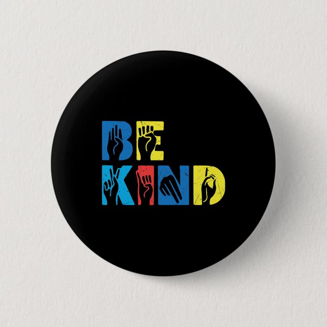 Kind-Liebe Gebärdensprache Handautismus Bewusstsei Button (Vorderseite)