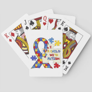Kind mit Autismus-Bewusstseins-Band Spielkarten
