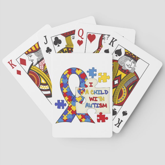Kind mit Autismus-Bewusstseins-Band Spielkarten (Rückseite)