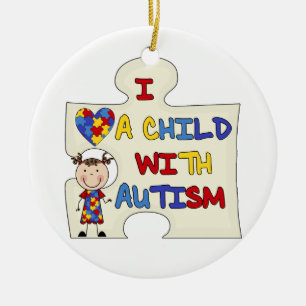 Kind mit Autismus-brünettem Mädchen 2 Keramikornament