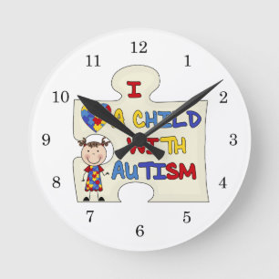Kind mit Autismus-brünettem Mädchen 2 Runde Wanduhr