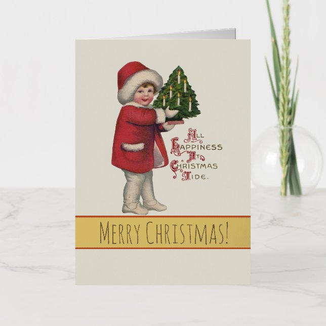 Kind mit Christbaum Vintage Illustration Kunst (Vorderseite)