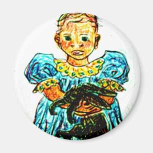 Kind mit Kaninchen Magnet
