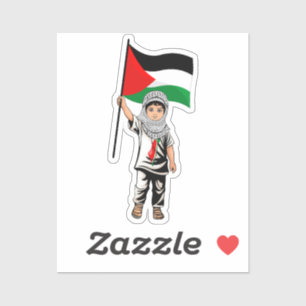 Kind mit Keffiyeh Palästina-Flagge Aufkleber