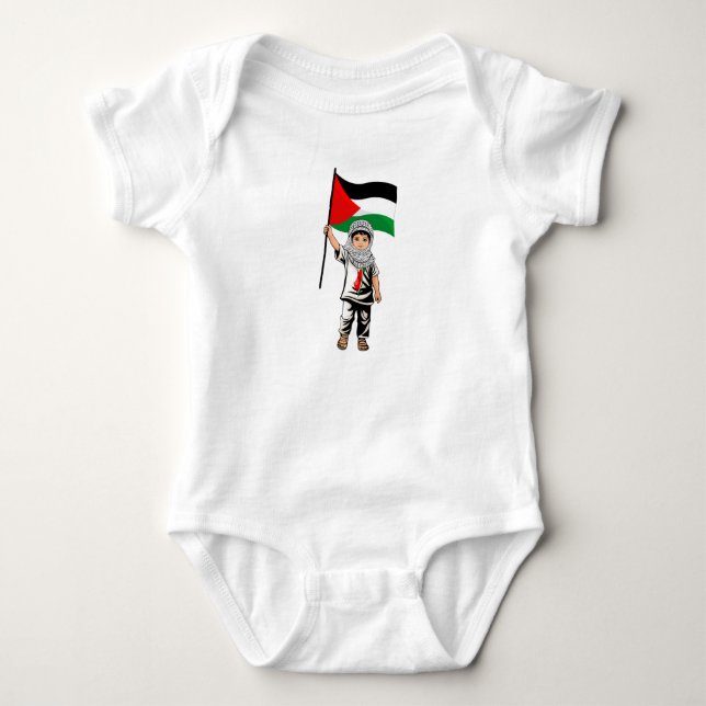 Kind mit Keffiyeh Palästina-Flagge Baby Strampler (Vorderseite)