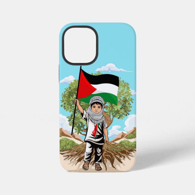 Kind mit Keffiyeh Palästina-Flagge iPhone 12 Mini Hülle (Rückseite)
