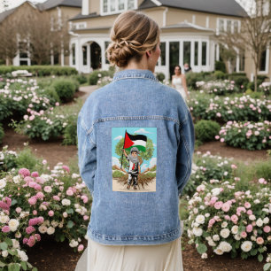 Kind mit Keffiyeh Palästina-Flagge Jeansjacke
