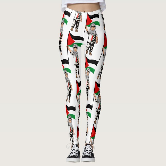 Kind mit Keffiyeh Palästina-Flagge Leggings (Vorderseite)