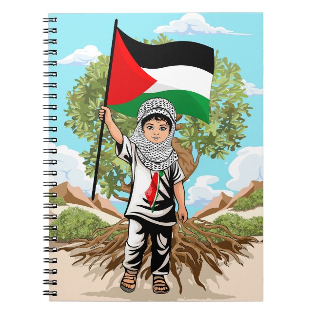 Kind mit Keffiyeh Palästina-Flagge Notizblock (Vorderseite)