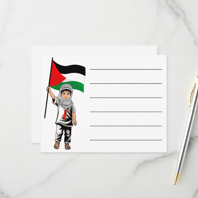 Kind mit Keffiyeh Palästina-Flagge RSVP Karte (Vorderseite/Rückseite Beispiel)
