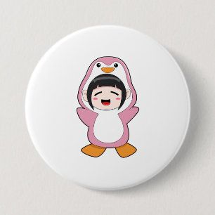 Kind mit Penguin-Kostüm Button