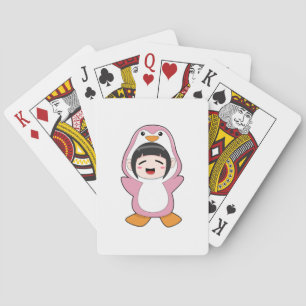 Kind mit Penguin-Kostüm Spielkarten