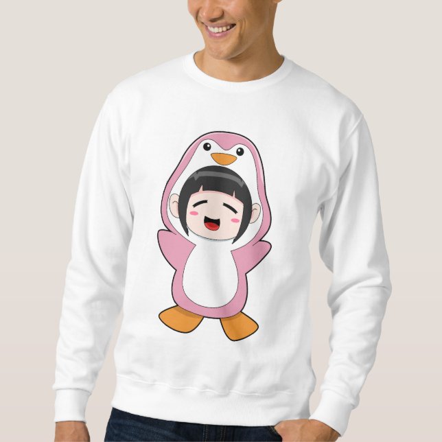 Kind mit Penguin-Kostüm Sweatshirt (Vorderseite)