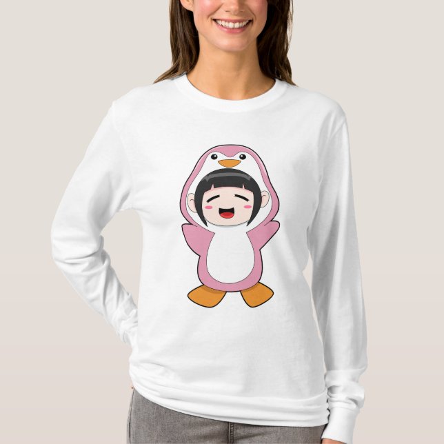 Kind mit Penguin-Kostüm T-Shirt (Vorderseite)