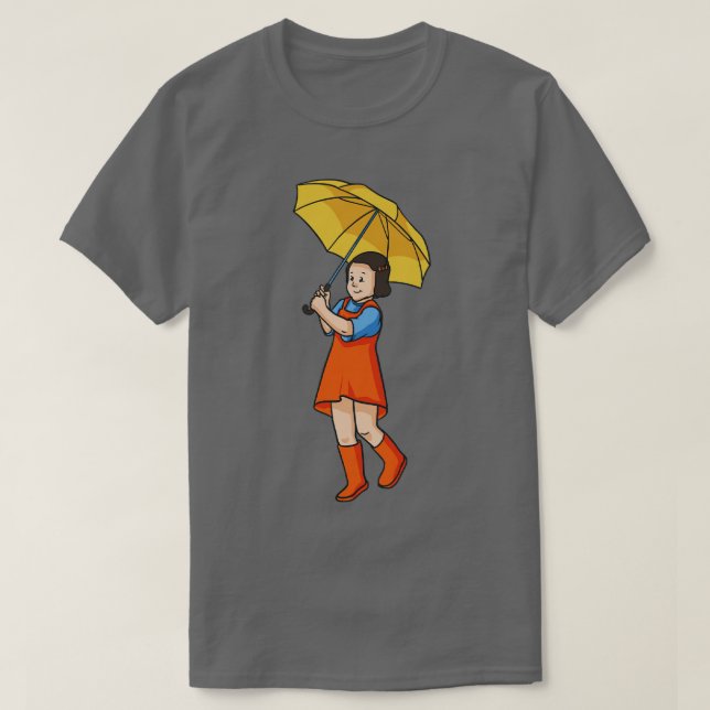 Kind mit Regenschirm Kinder T-Shirt (Design vorne)