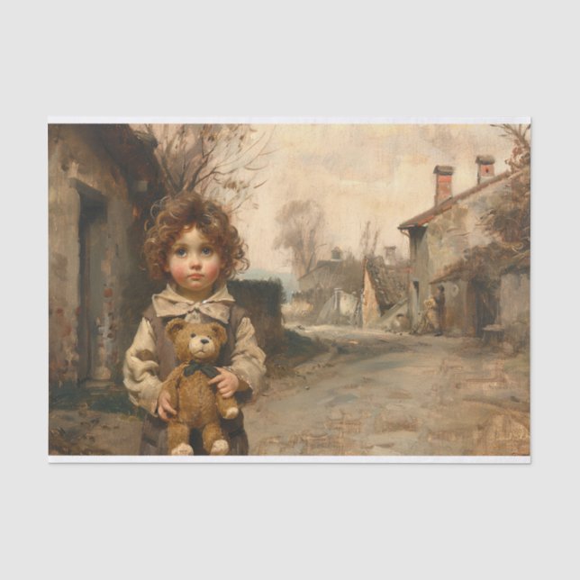 Kind mit Teddy Bären 3 Dekoupage Paper Seidenpapier (Vorderseite)