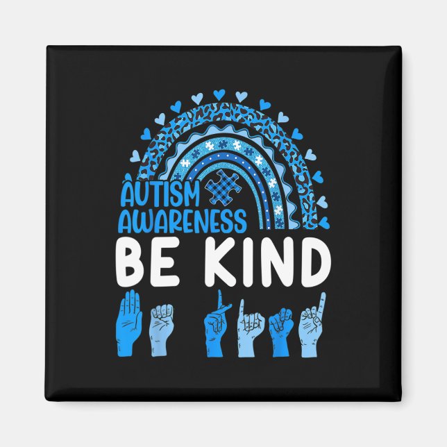 Kind Sign Language Asl Puzzle Rainbow Autisware Magnet (Vorne)