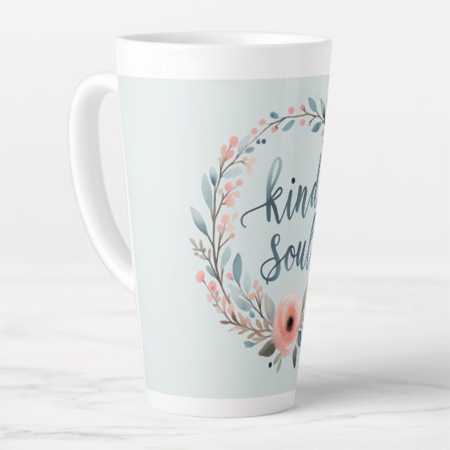 Kind Soul Floral Wreath Watercolor Quote Milchtasse (Linke Ecke)