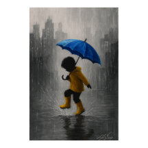 Kind tanzt im Regen