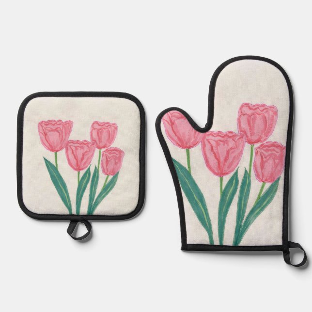 Kind Tulips Ofenhandschuh & Topflappen-Set (Vorderseite)