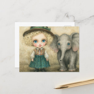 Kind und Baby Elephant Postkarte