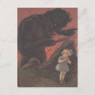 Kind Versteckt Sich Vor Krampus Postkarte