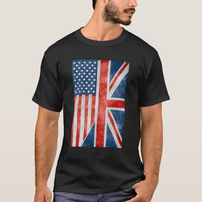 Kinda American Kinda British Ich bin beide US-Flag T-Shirt (Vorderseite)